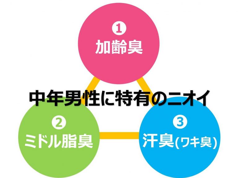 「加齢臭」「ミドル脂臭」「汗臭」の3つ